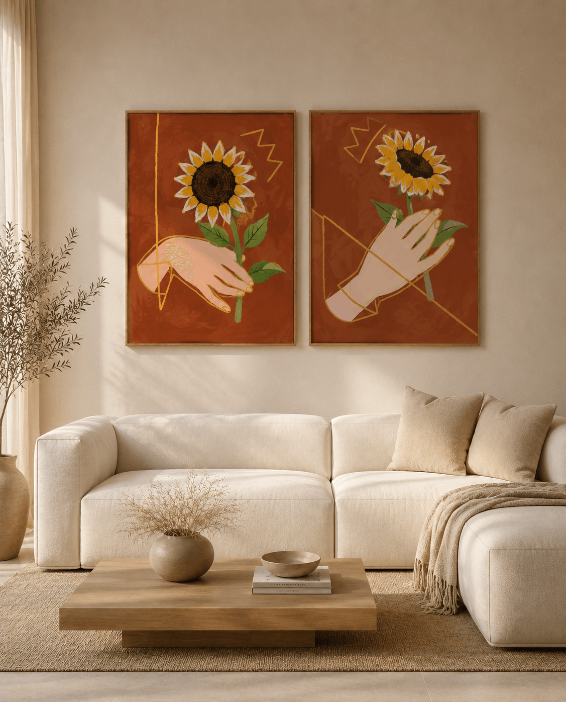 KIT 2 QUADROS DECORATIVOS - SUNFLOWER IN SPRING